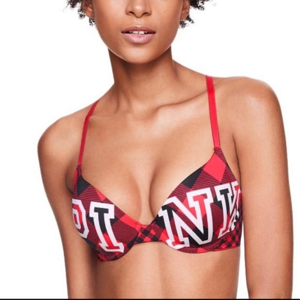 ♥️ EUC PINK by VS Wear Everywhere T-shirt Lightly Lined Buffalo Plaid Bra, 34B